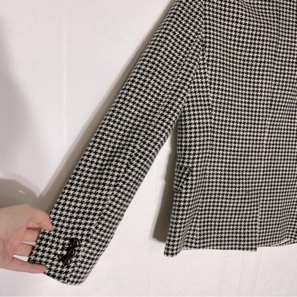 J. Crew Factory Black Cream Wool Blend Houndstooth Blazer 2 - Picture 10 of 13